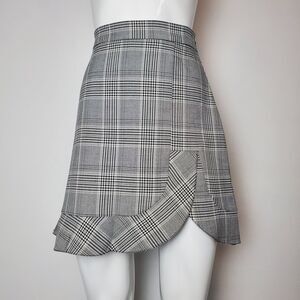 Zara Black & White Plaid Mini Skirt